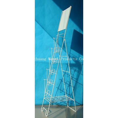Support d'affichage portatif de magazine en métal de l'approbation H1000mm de TUV, étagères à livres avec  Blanc