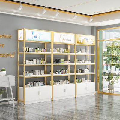 Haut métal et unité de étagère en bois pour des soins de la peau, des présentoirs réglables de produit, le stockage et des unités de étagère