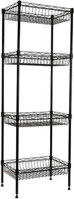 Support de rayonnage de stockage de fil en métal de 4 rangées avec l'organisateur faisant le coin réglable d'étagère de cuisine de paniers