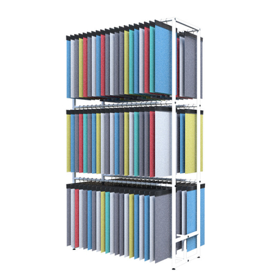 Présentoir blanc de magasin de tissu de support d'affichage témoin de tissu de 3 rangées