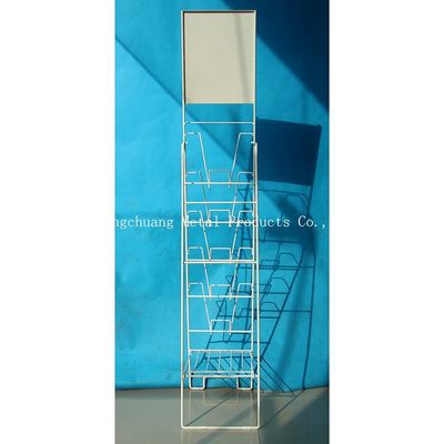 Support d'affichage portatif de magazine en métal de l'approbation H1000mm de TUV, étagères à livres avec  Blanc