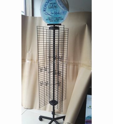 Quatre le support d'affichage tournant dégrossi de W500mm H1800mm, accessoires de téléphone portable montrent le support avec le crochet