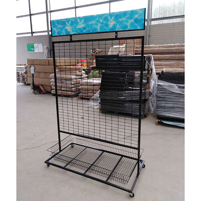 Vente au détail multifonctionnelle Mesh Wire Hanging Display Rack de supermarché avec des panneaux d'affichage de PVC