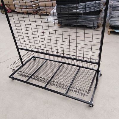 Vente au détail multifonctionnelle Mesh Wire Hanging Display Rack de supermarché avec des panneaux d'affichage de PVC