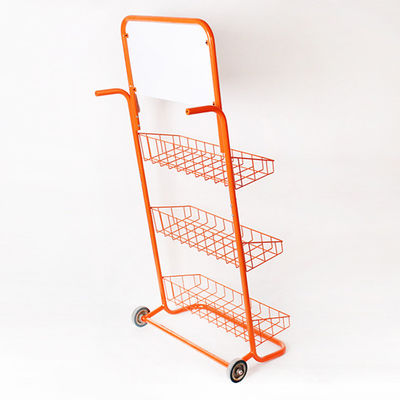 Le supermarché de magasin de détail de rangées de la coutume 3 rayonne le chariot à promotion