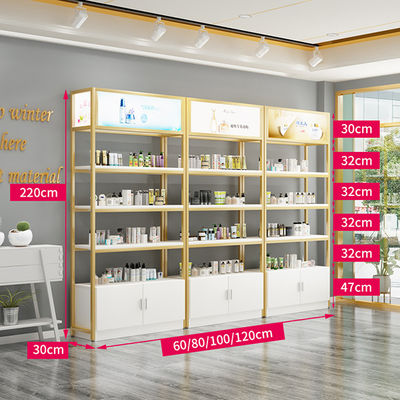 Haut métal et unité de étagère en bois pour des soins de la peau, des présentoirs réglables de produit, le stockage et des unités de étagère