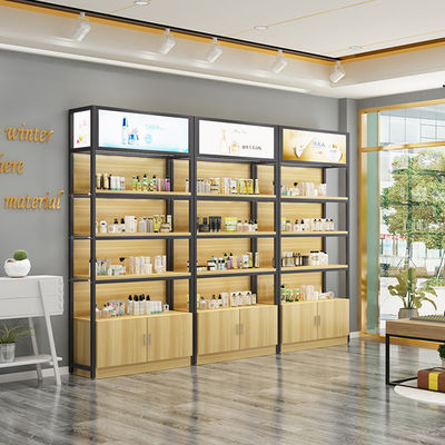 Haut métal et unité de étagère en bois pour des soins de la peau, des présentoirs réglables de produit, le stockage et des unités de étagère