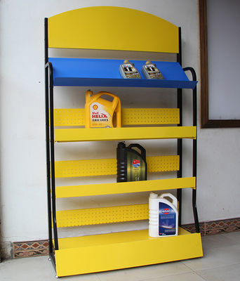 Étagères libres de la couleur 4 en métal jaune de rangée pour le magasin d'accessoires de voiture