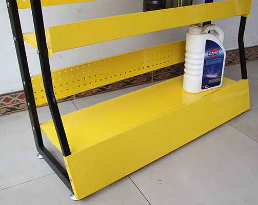 Étagères libres de la couleur 4 en métal jaune de rangée pour le magasin d'accessoires de voiture