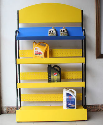 Étagères libres de la couleur 4 en métal jaune de rangée pour le magasin d'accessoires de voiture