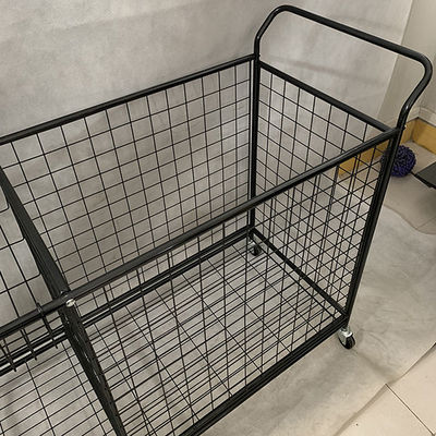 Supports d'affichage démontables de supermarché en métal de couleur noire avec des roues
