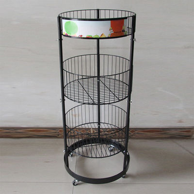 Taille noire du cylindre 497mm Dia Grocery Display Rack 1080mm en métal