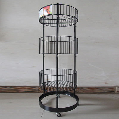 Taille noire du cylindre 497mm Dia Grocery Display Rack 1080mm en métal