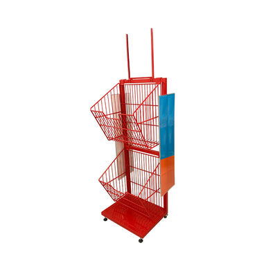 Supports d'affichage de supermarché de longueur de Mesh Wire Red Color 400mm pour la sucrerie de biscuits