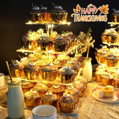 Support acrylique de petit gâteau de rangée de la pâtisserie 4 pour la noce d'anniversaire