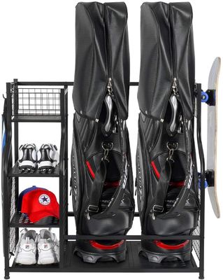 Organisateur Rack For Supermarket de garage de sac de golf de la couleur 2 de noir d'OEM