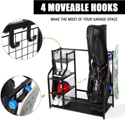 Organisateur Rack For Supermarket de garage de sac de golf de la couleur 2 de noir d'OEM
