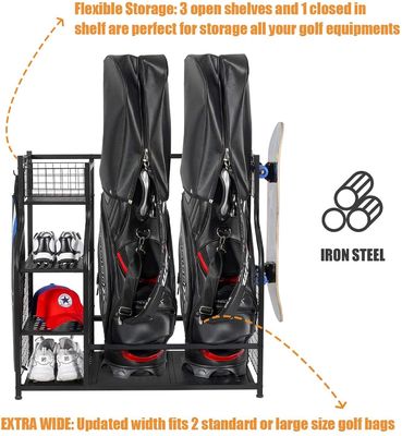 Organisateur Rack For Supermarket de garage de sac de golf de la couleur 2 de noir d'OEM