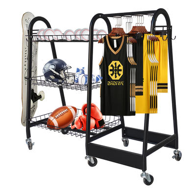 15kg/étagère de boule de rugby de support de stockage article de sport de couche avec des roues
