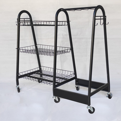 15kg/étagère de boule de rugby de support de stockage article de sport de couche avec des roues